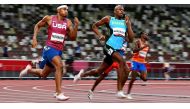 Tokyo 2020 Olympics - Athletics - Men's 400m - Final - Olympic Stadium, Tokyo, Japan - August 5, 2021. Steven Gardiner of the Bahamas in action on his way to winning gold alongside Michael Norman of the United States REUTERS/Dylan Martinez

