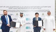 CEO of QFZA, Lim Meng Hui (second right), CEO & Founder of WOLF Group, Mariusz Król (left), Acting CEO of Msheireb Properties, Ali Al Kuwari (second left), and Chief Corporate Support Officer & Acting Chief Zones Operating Officer at QFZA, Fahad Zainal, d