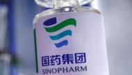 FILE PHOTO: Signage of Sinopharm is seen at the 2020 China International Fair for Trade in Services (CIFTIS), following the COVID-19 outbreak, in Beijing, China September 5, 2020. REUTERS/Tingshu Wang/File Photo
