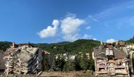 A view shows partially collapsed buildings, as the area was hit by flash floods that swept through towns in the Turkish Black Sea region, in the town of Bozkurt, in Kastamonu province, Turkey, August 14, 2021. REUTERS/Bulent Usta
