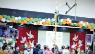 A view of flag-hoisting ceremony  held at the MES Indian School to mark  India’s 75th Independence Day.