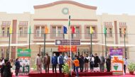 A flag-hoisting ceremony at the DPS Monarch International School to celebrate 75th Independence Day of India.