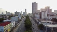 An aerial view shows minimal traffic in a main thoroughfare in Quezon City, during a two-week lockdown following a surge in coronavirus disease (COVID-19) cases, in Metro Manila, Philippines August 9, 2021. REUTERS/Adrian Portugal

