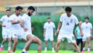 Iraqi players in action during a training session ahead of the Qatar 2022 FIFA World Cup and the 2023 AFC Asian Cup joint qualifiers. Pic: Twitter/ @IRAQFA 