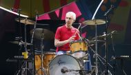 FILE PHOTO: Charlie Watts of British veteran rockers The Rolling Stones performs with his band members Mick Jagger, Keith Richards, and Ronnie Wood during a concert on their 