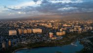 A general view of Almaty city during sunset, Kazakhstan, June 21, 2021. Picture taken with a drone. REUTERS/Pavel Mikheyev/File Photo