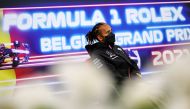 Formula One F1 - Belgian Grand Prix - Spa-Francorchamps, Spa, Belgium - August 26, 2021 Mercedes' Lewis Hamilton in the FIA Press Conference FIA/Handout via REUTERS