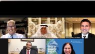 H E Abdullah bin Hamad Al Attiyah, Chairman of the Abdullah Bin Hamad Al Attiyah International Foundation for Energy and Sustainable Development and Former Deputy Prime Minister and Minister of Energy and Industry, and other officials during the webinar h