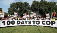 File photo: Protesters from the Climate Coalition demonstrate, with 100 hundred days to go before the start of the COP26 climate summit, in Parliament Square, London, Britain, July 23, 2021. Reuters/Peter Nicholls/File Photo