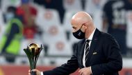 Fifa President Gianni Infantino with the Club World Cup trophy (REUTERS/Ibraheem Al Omari/File Photo)