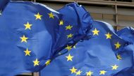 FILE PHOTO: European Union flags flutter outside the EU Commission headquarters in Brussels, Belgium May 5, 2021. REUTERS/Yves Herman/File Photo
