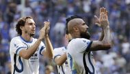 Inter Milan's Arturo Vidal applauds the fans with teammates after the match REUTERS/Ciro De Luca