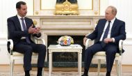 Russian President Vladimir Putin attends a meeting with Syrian President Bashar al-Assad at the Kremlin in Moscow, Russia, September 13, 2021.  Sputnik/Mikhail Klimentyev/Kremlin 