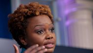FILE PHOTO: Principal deputy press secretary Karine Jean-Pierre holds a media briefing at the White House in Washington, U.S., July 30, 2021. REUTERS/Evelyn Hockstein/File Photo
