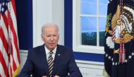 U.S. President Joe Biden participates in a meeting of the Major Economies Forum on Energy and Climate (MEF) on climate change, from an auditorium at the White House in Washington, U.S. September 17, 2021. REUTERS/Jonathan Ernst