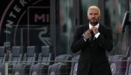 Jul 31, 2021; Fort Lauderdale, FL, USA; Inter Miami CF owner David Beckham watches warm ups prior to the match between the Inter Miami CF and the CF Montreal at DRV PNK Stadium. Mandatory Credit: Jasen Vinlove-USA TODAY Sports/File Photo