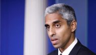 United States Surgeon General Vivek Murthy delivers remarks during a news conference with White House Press Secretary Jen Psaki at the White House in Washington, U.S., July  15, 2021. REUTERS/Tom Brenner