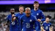 Chelsea's Thiago Silva celebrates scoring their first goal with Kai Havertz and Cesar Azpilicueta REUTERS/Tony Obrien