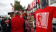 General view of Manchester United's Cristiano Ronaldo merchandise for sale outside the stadium before the match Action Images via Reuters/Jason Cairnduff 