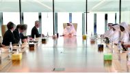 Minister of Commerce and Industry and Acting Minister of Finance H E Ali bin Ahmed Al Kuwari (centre) during a meeting with a businessmen delegation from the Qatari-French Economic League (Cadran) and the international branch of the Movement of the Enterp
