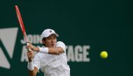 Tennis - ATP 250 - Eastbourne International - Devonshire Park Lawn Tennis Club, Eastbourne, Britain - June 25, 2021 South Korea's Kwon Soon-woo in action during his semi final match against Australia's Alex de Minaur Action Images via Reuters/Andrew Could