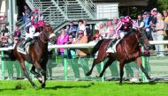 Jockey Mickael Barzalona guiding Pearl Tree to finish line. Pic: Jean Charles Briens