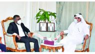 QC First Vice Chairman H E Mohamed bin Ahmed bin Twar Al Kuwari with Minister of Economic Development of Maldives H E Uz Fayyaz Ismail at the Chamber’s headquarter, yesterday.