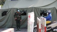 A military checkpoint is seen during lockdown amid the coronavirus disease (COVID-19) pandemic in Ho Chi Minh, Vietnam August 23, 2021. REUTERS/Stringer/File Photo