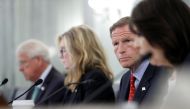 Senator Richard Blumenthal (D-CT) looks on as Antigone Davis, Director of the Global Head of Safety at Facebook (not pictured) testifies before the Senate Commerce, Science, and Transportation - Subcommittee on Consumer Protection, Product Safety, and Dat