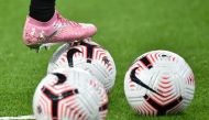 Soccer Football - Premier League - Aston Villa v Liverpool - Villa Park, Birmingham, Britain - October 4, 2020. General view of match balls during the warm up before the match. Pool via REUTERS/Rui Vieira