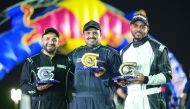 Ahmed Al Amri (centre) poses with other participants. 