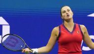 Sep 9, 2021; Flushing, NY, USA; Aryna Sabalenka of Belarus reacts after losing a point against Leylah Fernandez of Canada (not pictured)on day eleven of the 2021 U.S. Open tennis tournament at USTA Billie Jean King National Tennis Center. / Robert Deutsch