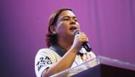 Sara Duterte-Carpio, Davao City Mayor and daughter of Philippine President Rodrigo Duterte, delivers a speech during a senatorial campaign caravan for Hugpong Ng Pagbabago (HNP) in Davao City, southern Philippines on May 9, 2019. HNP is a regional politic