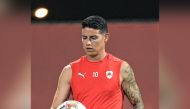 James Rodriguez during Al Rayyan's training session.