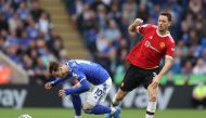 :Soccer Football - Premier League - Leicester City v Manchester United - King Power Stadium, Leicester, Britain - October 16, 2021 Leicester City's James Maddison in action with Manchester United's Nemanja Matic Action Images via Reuters/Carl Recine 