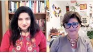 Rafia Zakaria (left) discussed with Professor Banu Akdenizli issues of inclusion in contemporary feminism movements.
