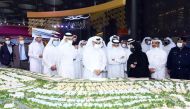 Minister of Commerce and Industry and Acting Minister of Finance H E Ali bin Ahmed Al Kuwari (fifth right), Minister of Culture and Sports and Chairman of the Board of Directors of Barwa Real Estate Group H E Salah bin Ghanem Al Ali (sixth right), CEO of 