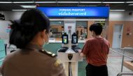 An airport staff practices departure protocols during a readiness inspection in preparation for the country's reopening on November 1, at Don Mueang International Airport in Bangkok, Thailand, October 20, 2021. REUTERS/Athit Perawongmetha
