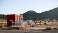 A view of the entrance to Bonanza Creek Ranch where Hollywood actor Alec Baldwin fatally shot a cinematographer and wounded a director when he discharged a prop gun on the movie set of the film 