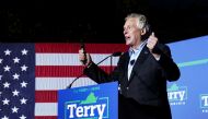 Candidate for Governor of Virginia Terry McAuliffe speaks during his campaign rally in Dumfries, Virginia October 21, 2021. (REUTERS/Kevin Lamarque)