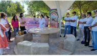 Participants during a Breast Cancer Awareness Walkathon at Qatar Foundation Oxygen Park on Friday. 
