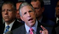 FILE PHOTO: Patrick Lynch, president of the Police Benevolent Association of the City of New York, speaks during a news conference after a New York police Department (NYPD) disciplinary judge recommended the firing of officer Daniel Pantaleo, who used a f