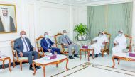 Qatar Chamber Chairman H E Sheikh Khalifa bin Jassim Al Thani yesterday during a meeting with Egypt’s Minister of Manpower H E Mohamed Saafan