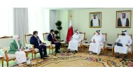 Minister of Commerce and Industry H E Sheikh Mohammed bin Hamad bin Qassim Al Abdullah Al Thani during a meeting with President of the Investment Office of the Presidency of the Republic of Turkey, H E Ahmet Burak Daglioglu, and the accompanying delegatio