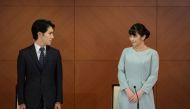 Japan's Princess Mako and her husband Kei Komuro attend a news conference to announce their wedding at Grand Arc Hotel in Tokyo, Japan, October 26, 2021. Nicolas Datiche/Pool via Reuters