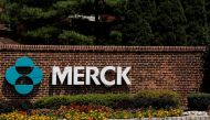 The Merck logo is seen at a gate to the Merck & Co campus in Rahway, New Jersey, U.S., July 12, 2018. REUTERS/Brendan McDermid/File Photo  