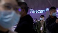 A logo of Tencent is seen during the World Internet Conference (WIC) in Wuzhen, Zhejiang province, China, November 23, 2020. REUTERS/Aly Song/File Photo