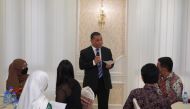Ambassador of Indonesia to Qatar Ridwan Hassan interacting with youth at the event.