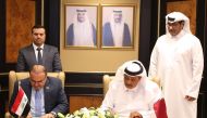 Minister of Justice H E Masoud bin Mohammed Al Ameri and Minister of Justice of the Republic of Iraq H E Salar Abdul Sattar Mohammed signing the agreement, yesterday.