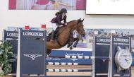 Haya Khalid Al Hitmi competes astride Dusty during the Small Tour event yesterday.